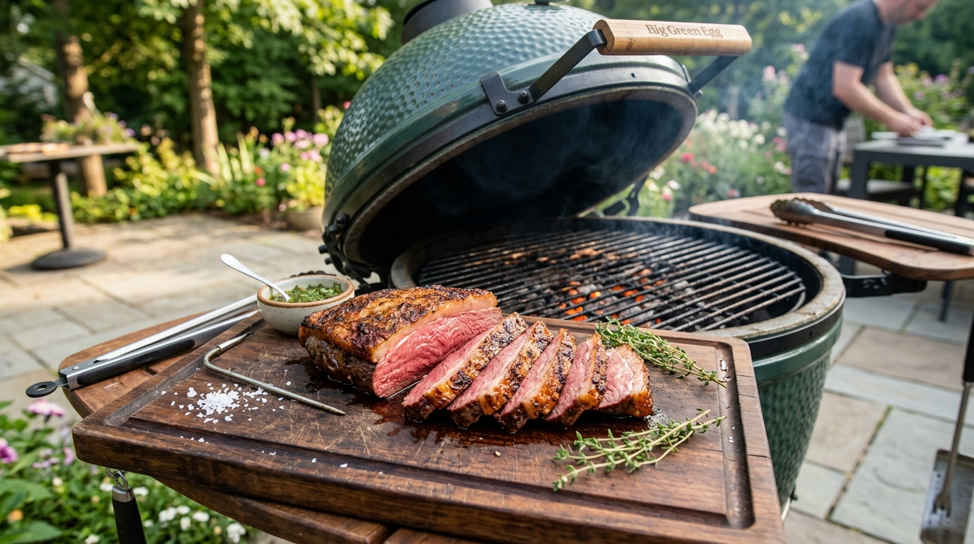 De perfecte steak of picanha gebakken op de Big Green Egg kamado