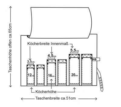 Wunschleder messentas cognac leer voor 6 stuks