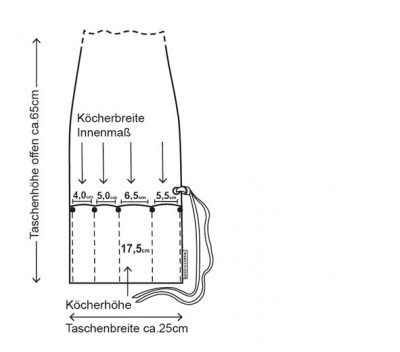 Wunschleder messentas cognac leer voor 4 stuks gesloten