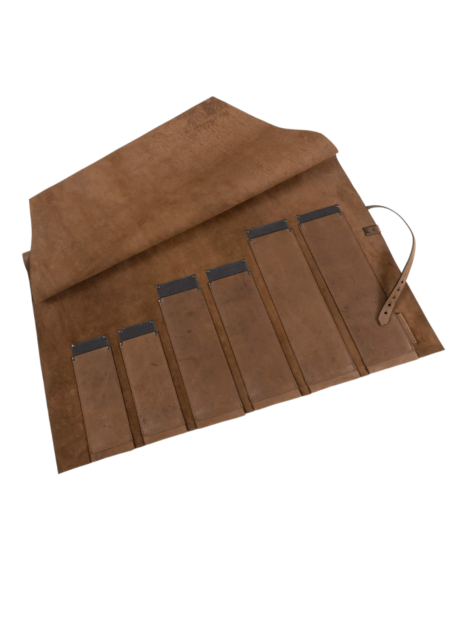 Wunschleder messentas cognac leer voor 6 stuks