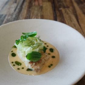 Kabeljauw met campari beurre blanc