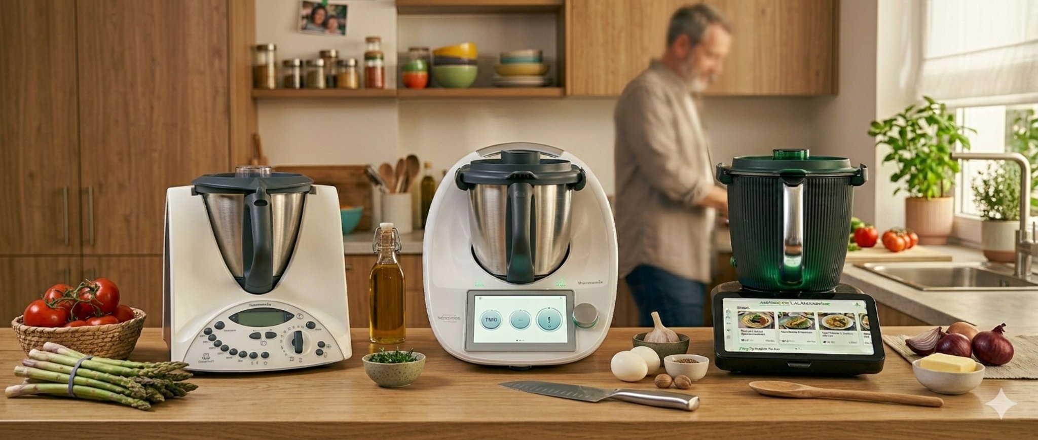 Thermomix TM31, TM5 en TM6 naast elkaar – evolutie van de Thermomix keukenmachine