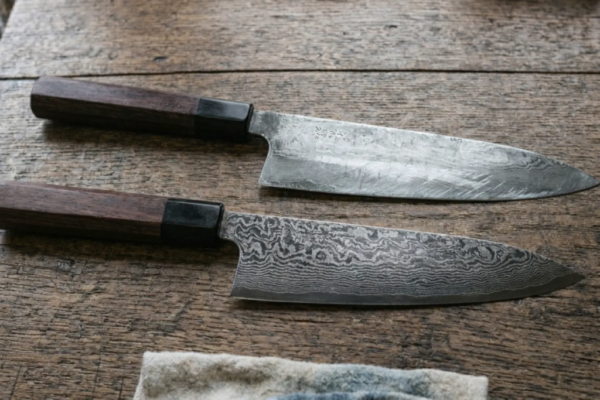 Herstellen van Damascus patroon van een Japans mes