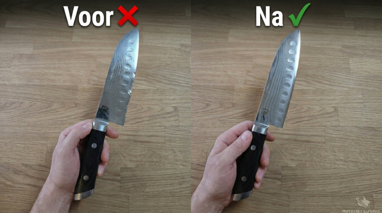 Hersteld, uitgedund en geslepen Japans mes